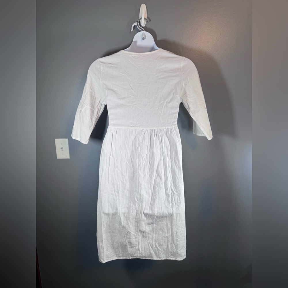 Women’s White Boho Peasant Midi Dress 2XL Embroidered Empire Waist Cottagecore - Picture 7 of 14